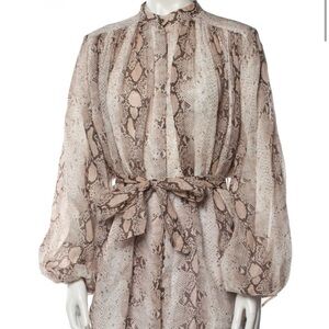 Zimmermann Tan and Brown Long Sleeve Sundress